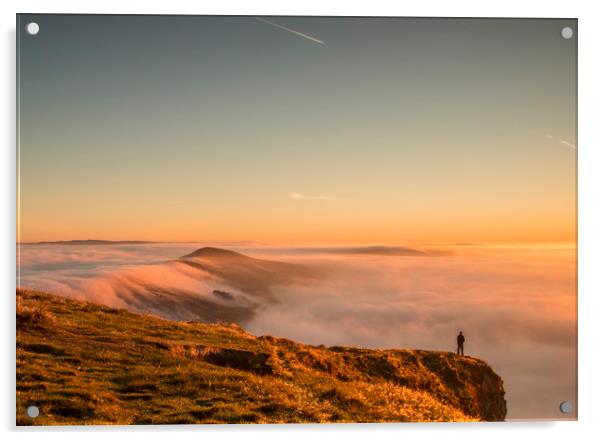Cloud Inversion pouring over the ridge at Mam Tor Acrylic by Chantal Cooper