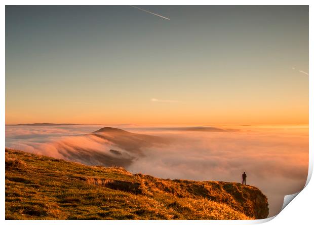 Cloud Inversion pouring over the ridge at Mam Tor Print by Chantal Cooper