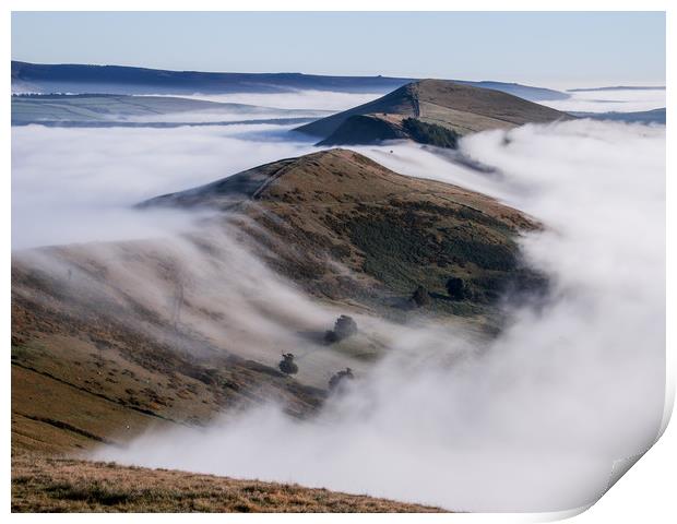 Clouds pouring over the ridge at Mam Tor during an Print by Chantal Cooper