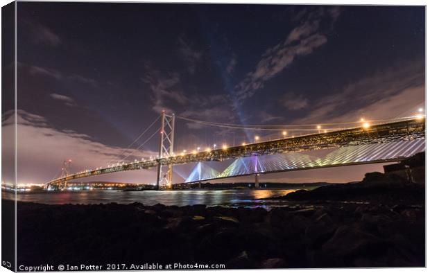 The Queensferry Crossing and the Forth Road Bridge Canvas Print by Ian Potter