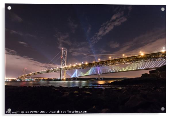 The Queensferry Crossing and the Forth Road Bridge Acrylic by Ian Potter
