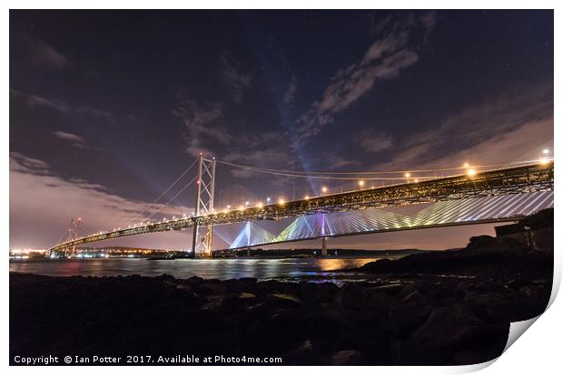 The Queensferry Crossing and the Forth Road Bridge Print by Ian Potter