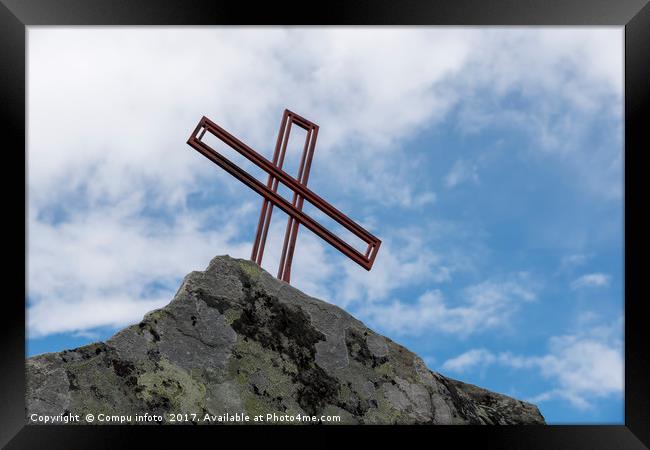 cross on a mountain Framed Print by Chris Willemsen