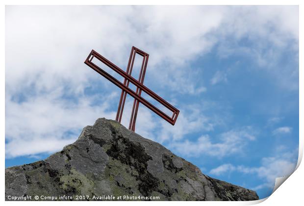 cross on a mountain Print by Chris Willemsen