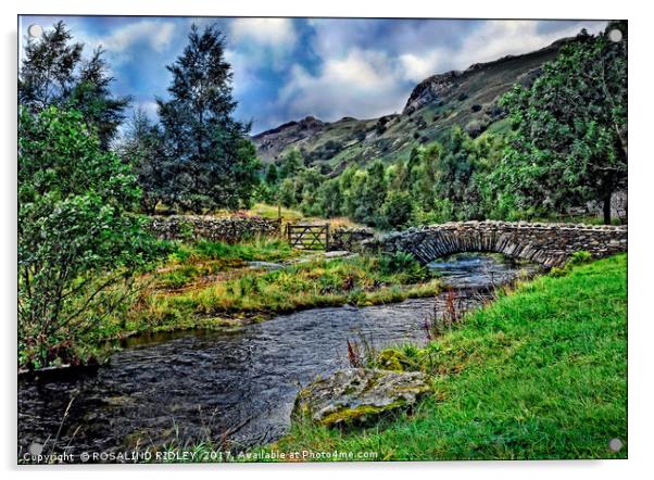 The Packhorse bridge , Watendlath , Cumbria. Acrylic by ROS RIDLEY