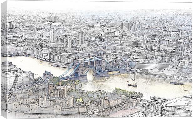 Tower Bridge from the Gerkin Canvas Print by Ceri Jones