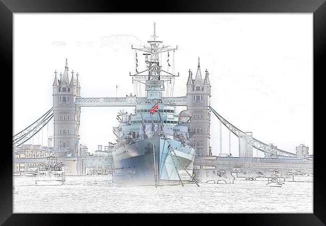 HMS Belfast Framed Print by Ceri Jones