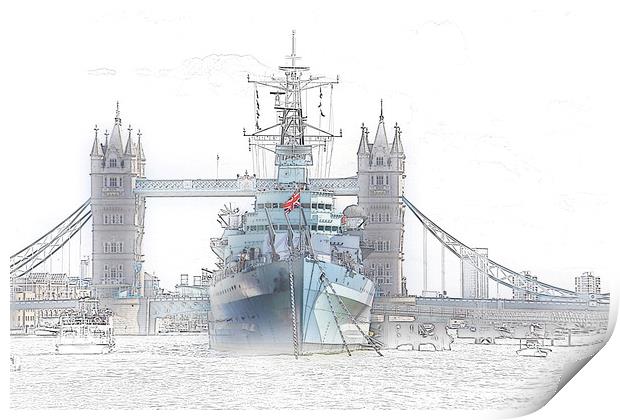 HMS Belfast Print by Ceri Jones