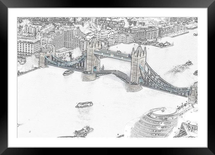 Tower Bridge from the Shard Framed Mounted Print by Ceri Jones