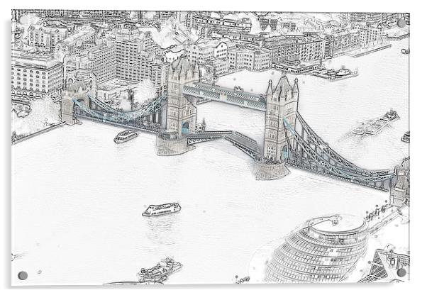 Tower Bridge from the Shard Acrylic by Ceri Jones