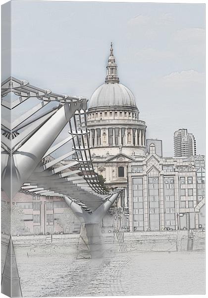 St Pauls Cathedral and Millennium Bridge  Canvas Print by Ceri Jones