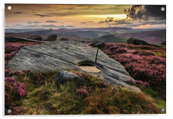Stanage Edge Sunset Acrylic by Paul Andrews