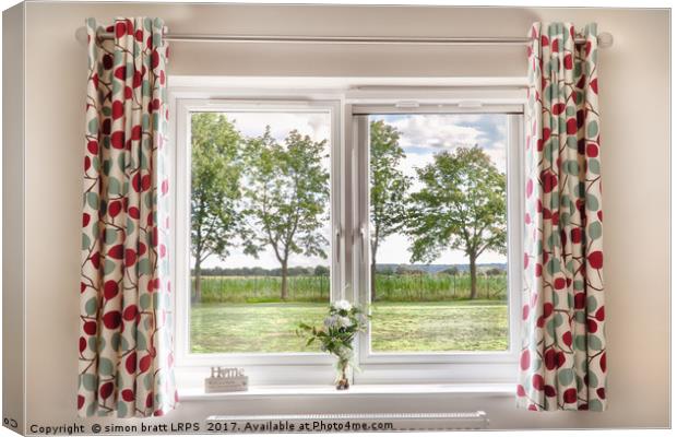 Window with a beautiful rural view Canvas Print by Simon Bratt LRPS