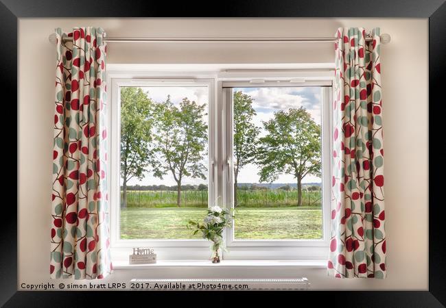 Window with a beautiful rural view Framed Print by Simon Bratt LRPS