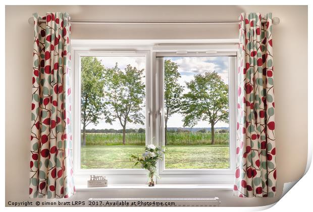 Window with a beautiful rural view Print by Simon Bratt LRPS