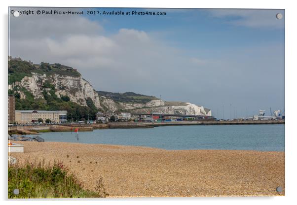 White Cliffs of Dover - view from the beach Acrylic by Paul Piciu-Horvat