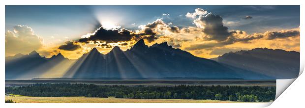 Grand Teton Sunset Panorama Print by Gareth Burge Photography
