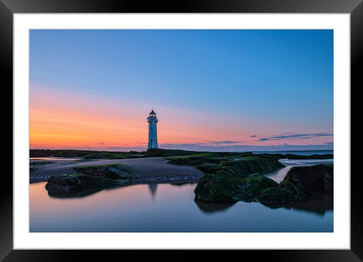 New Brighton Lighthouse Sunset Framed Mounted Print by Graham Morris
