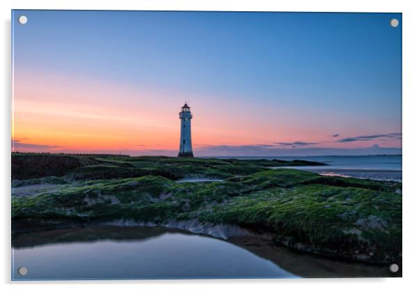 New Brighton Lighthouse Sunset Acrylic by Graham Morris