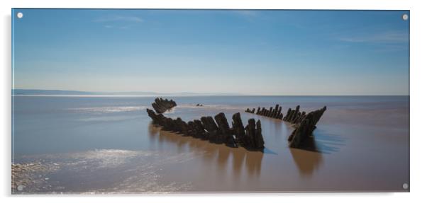brean sands shipwreck Acrylic by kevin murch