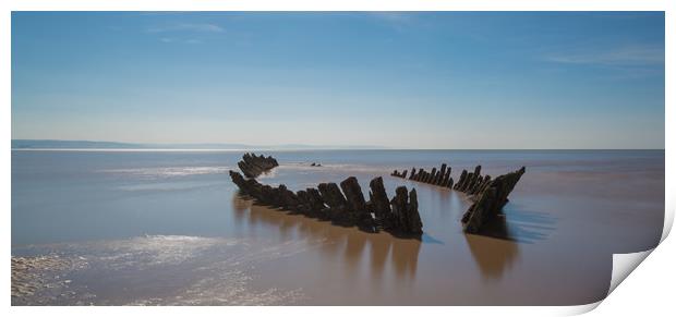 brean sands shipwreck Print by kevin murch
