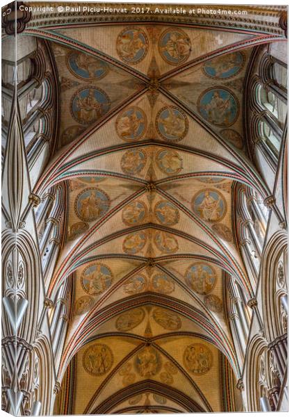 Salisbury Cathedral - ceiling Canvas Print by Paul Piciu-Horvat