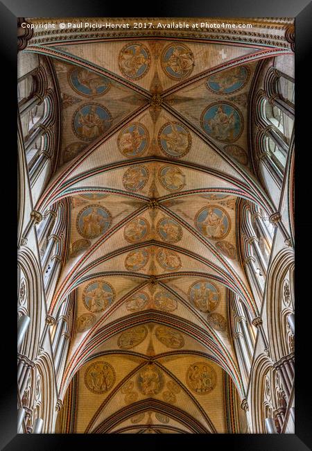 Salisbury Cathedral - ceiling Framed Print by Paul Piciu-Horvat
