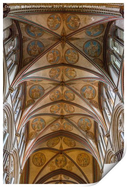 Salisbury Cathedral - ceiling Print by Paul Piciu-Horvat