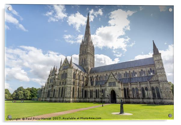 Salisbury Cathedral - exterior Acrylic by Paul Piciu-Horvat