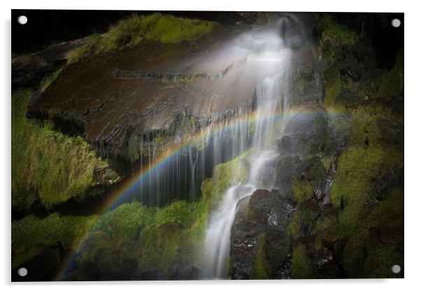 Pen Pych Waterfall-Berw Wion,  SouthWales. Acrylic by Bryn Morgan