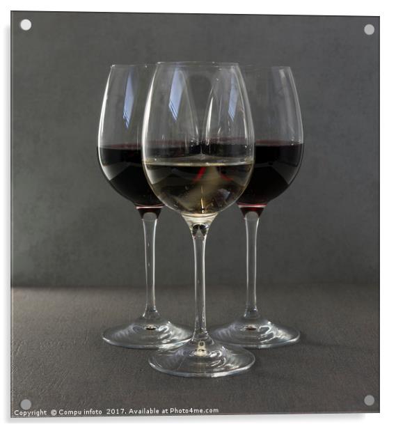 three glasses of wine Acrylic by Chris Willemsen