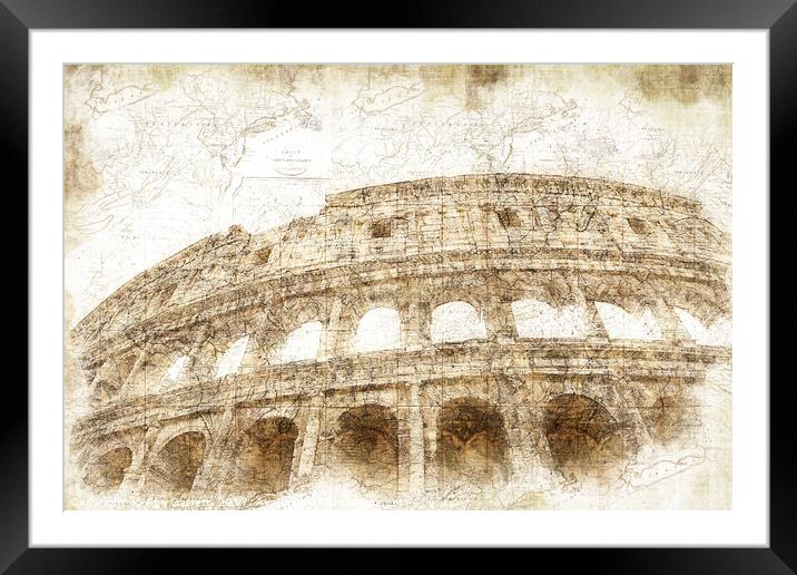 The Colosseum Rome - Digital Art Framed Mounted Print by Ann Garrett