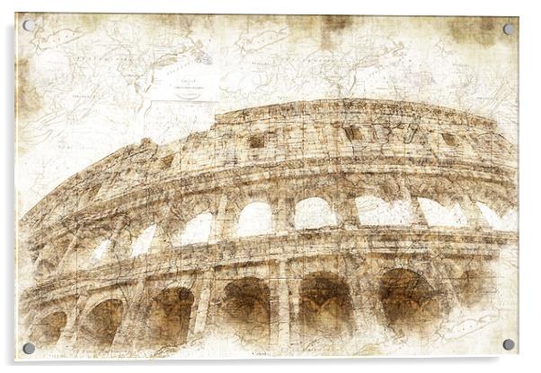 The Colosseum Rome - Digital Art Acrylic by Ann Garrett