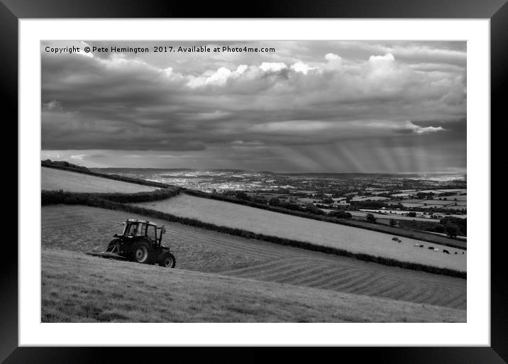 Hay making in Mid Devon Framed Mounted Print by Pete Hemington