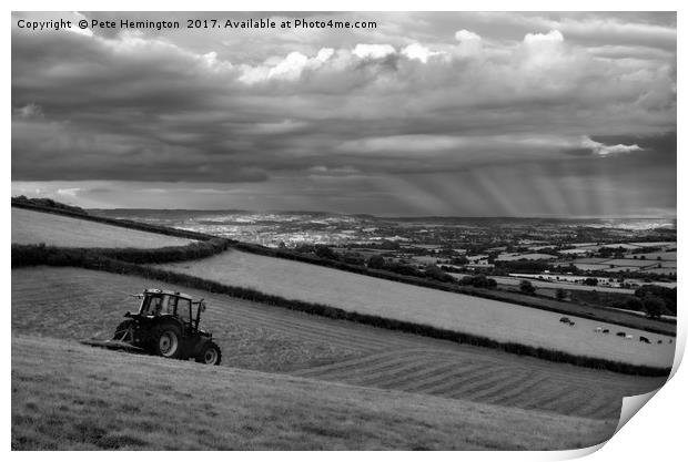 Hay making in Mid Devon Print by Pete Hemington