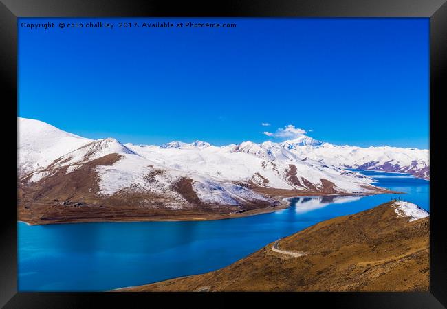 A Sacred Lake in Tibet Framed Print by colin chalkley