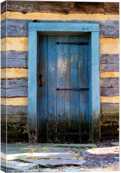 Blue Cabin Door  Canvas Print by Stephen Stookey