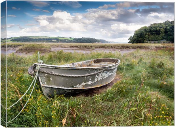 The Grey Boat at Laugharne. Canvas Print by Colin Allen