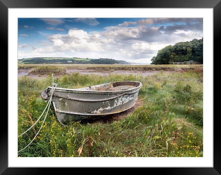 The Grey Boat at Laugharne. Framed Mounted Print by Colin Allen