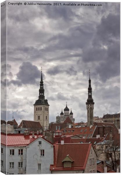 Cathedral Behind The Old Houses Canvas Print by Jukka Heinovirta
