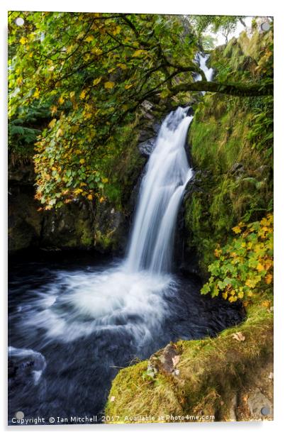 Snowdonia Waterfall Acrylic by Ian Mitchell