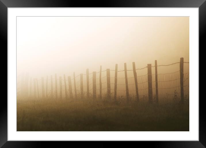 Misty fence Framed Mounted Print by Gary Schulze