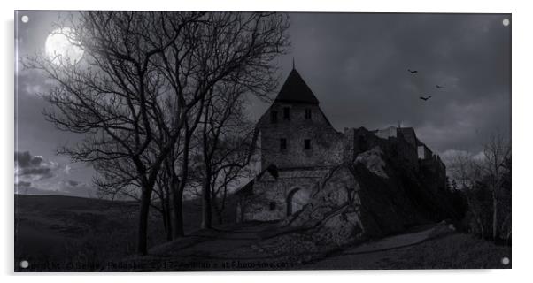 Ruins of castle Tocnik. Czech Republic. Acrylic by Sergey Fedoskin