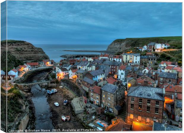 Staithes evening Canvas Print by Graham Moore