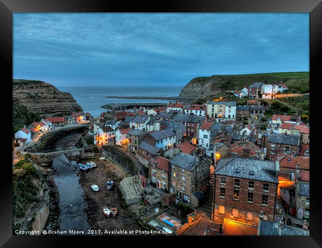 Staithes evening Framed Print by Graham Moore