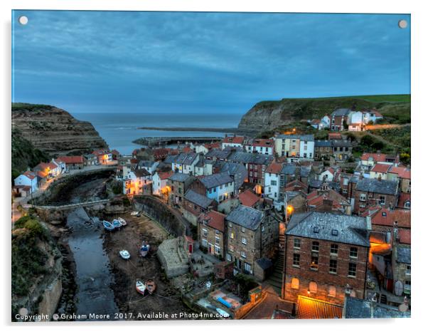 Staithes evening Acrylic by Graham Moore