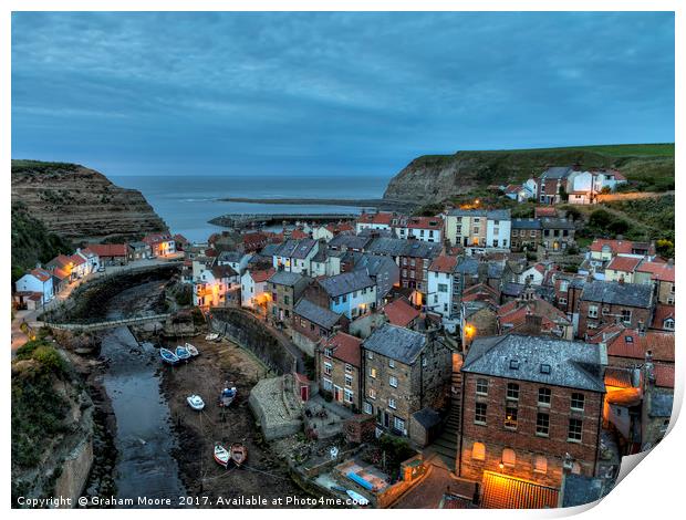 Staithes evening Print by Graham Moore