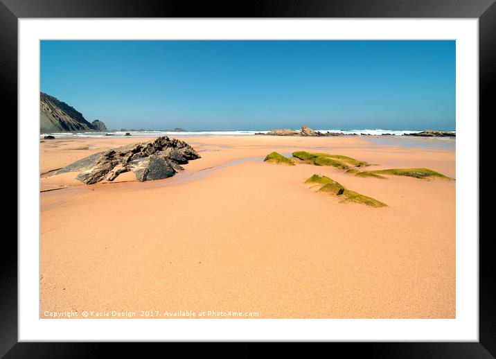 Praia de Castelejo, Algarve, Portugal Framed Mounted Print by Kasia Design