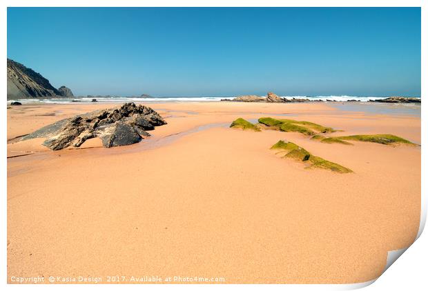 Praia de Castelejo, Algarve, Portugal Print by Kasia Design