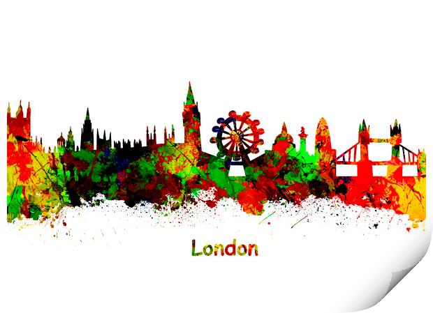 London Watercolor  skyline  Print by chris smith